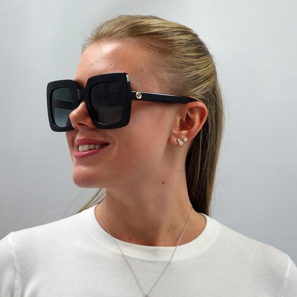 NEW GUCCI GG0328S 001 BLACK OVERSIZED SQUARE WOMEN SUNGLASSES - Picture 6 of 11